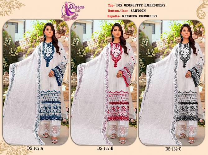 Dinsaa 162 Fancy Wear Wholesale Embroidery Pakistani Salwar Suits Catalog